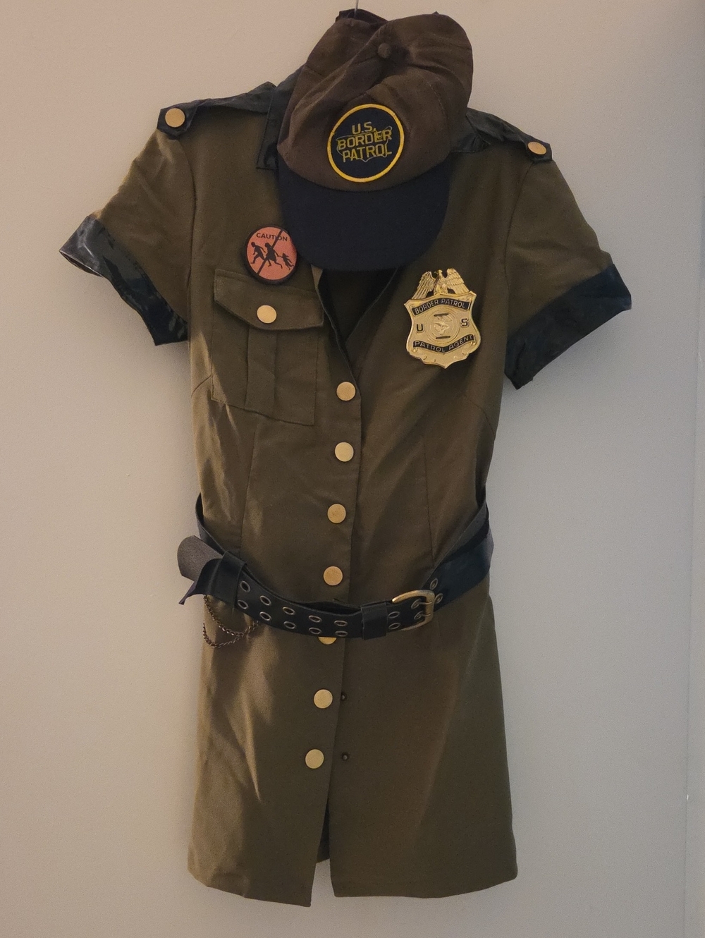 Dreamgirl Olive Green Border Patrol Dress Costume with Cap and Badge